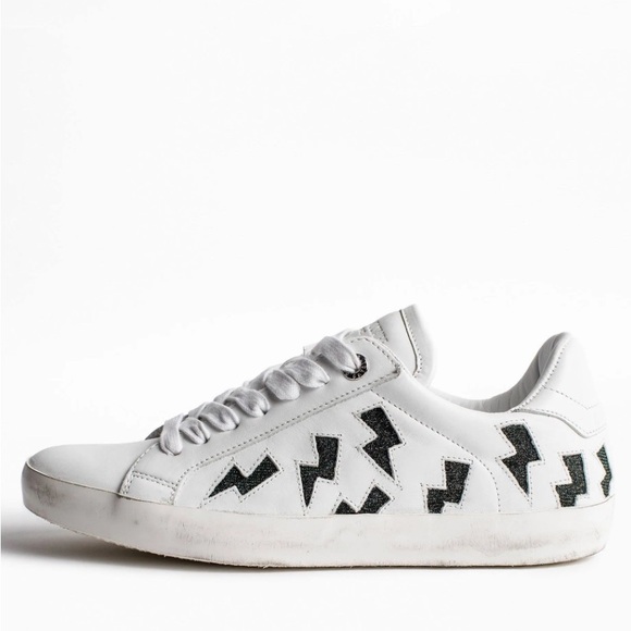Zadig et Voltaire Flash Lurex Sneakers in Blanc - Picture 1 of 10